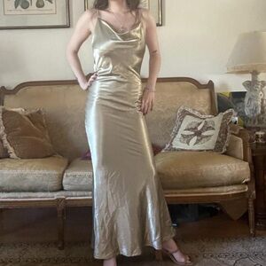 Gold Satin Maxi Dress